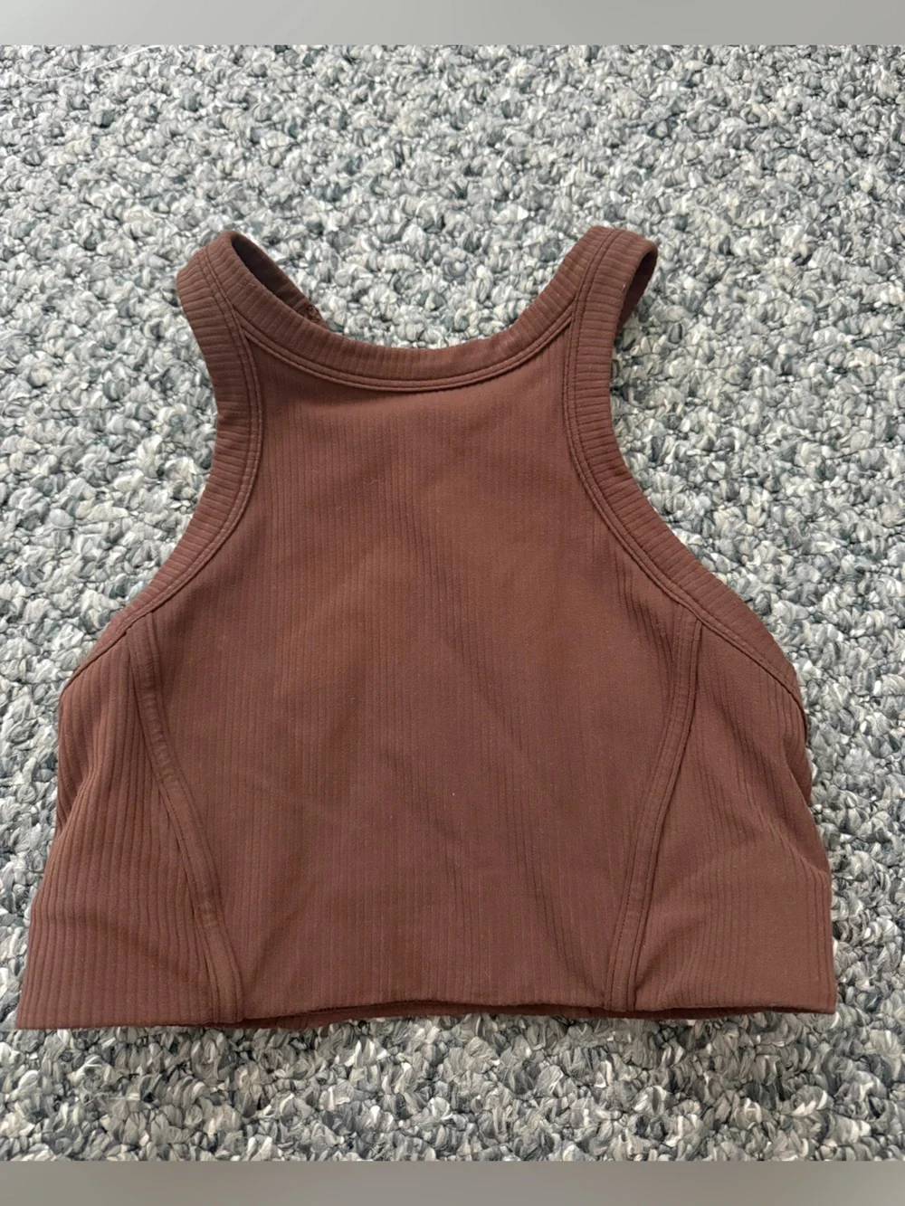 lululemon athletica Ribbed High-Neck Crop Sports Bra in Brown